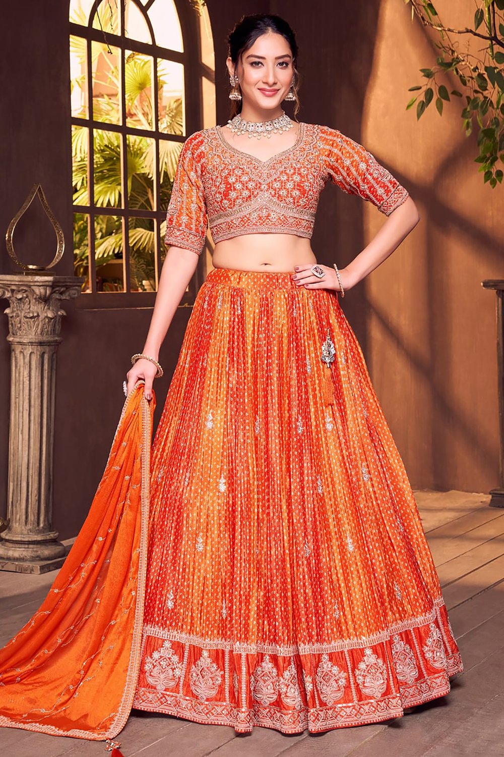 orange-silk-lehenga
