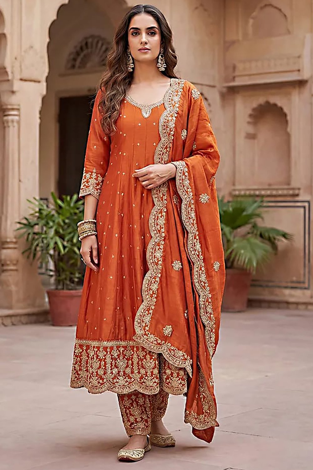 orange-silk-anarkali-suit