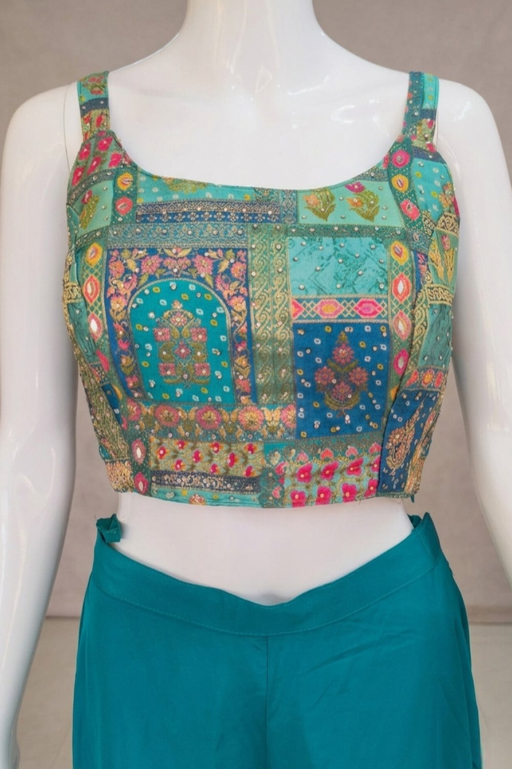Flared Palazzo, Blouse & Short Jacket Indo Western Outfit - Image 3