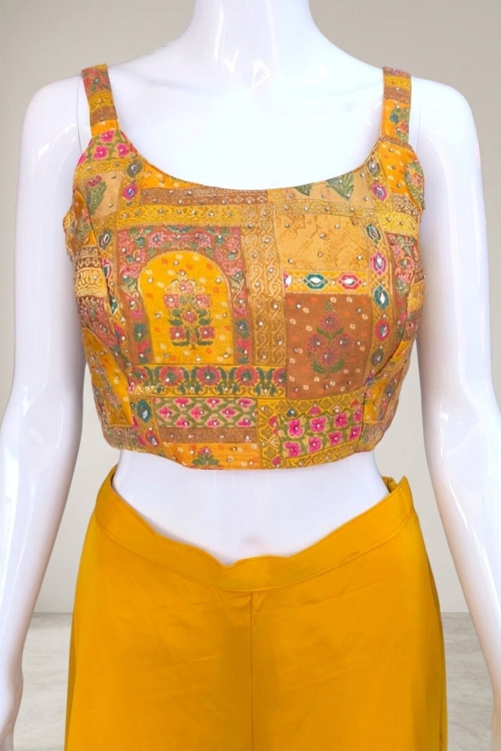 Yellow Flared Palazzo, Blouse & Short Jacket - Image 4