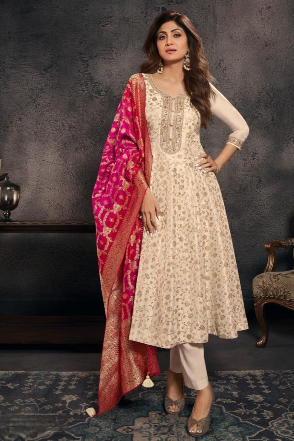beige-banarasi-silk-anarkali-suit
