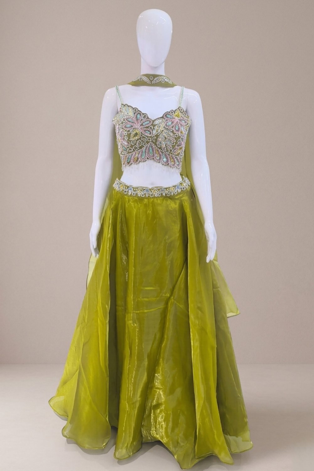 neon-green-lehenga