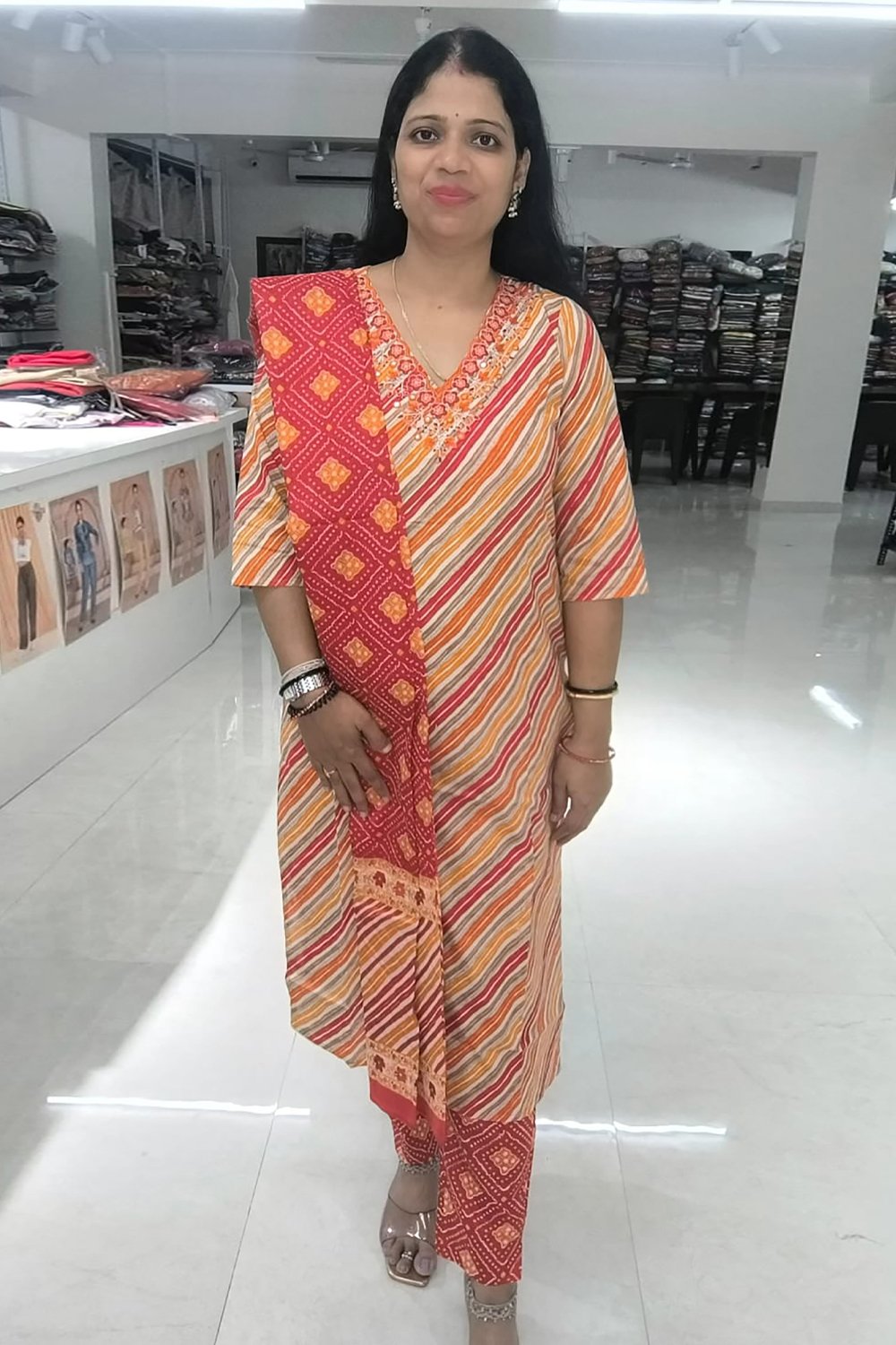 orange-cotton-leheriya-suit-kurtibottom-dupatta