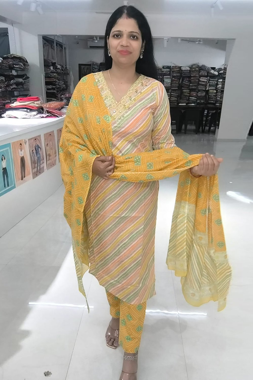 yellow-cotton-leheriya-suit-kurti-bottom-and-dupatta