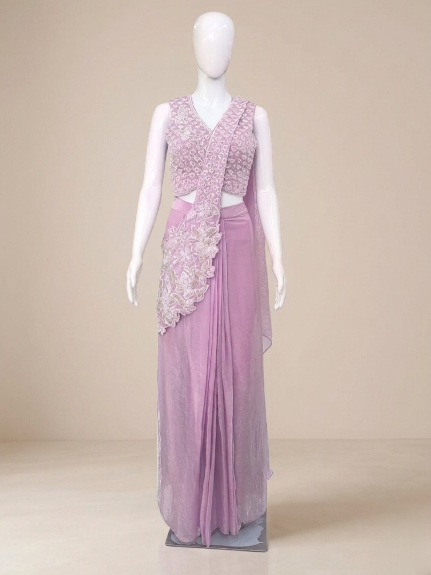 Lavender Ready To Wear Saree - Image 2