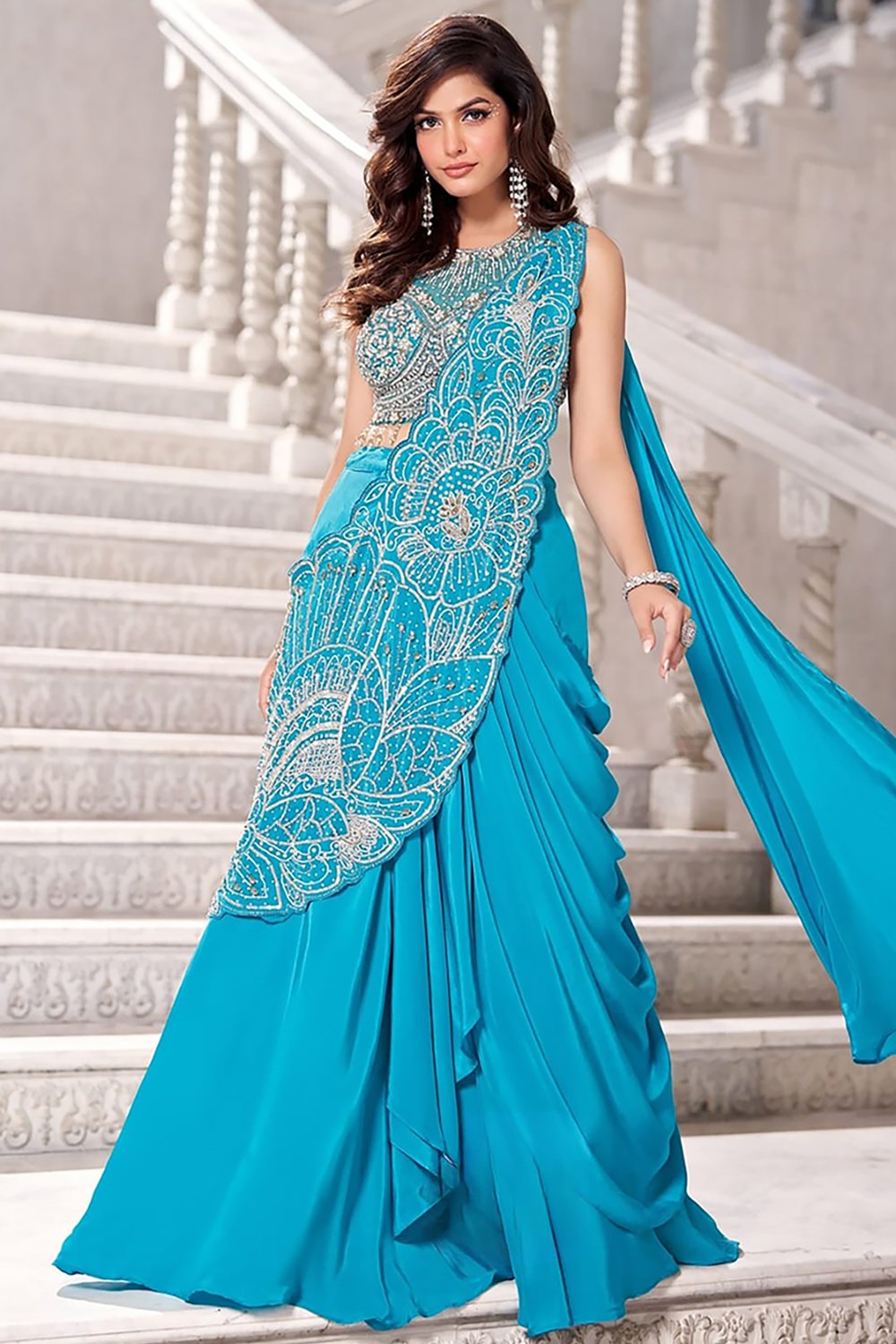aqua-blue-pure-crepe-ready-to-wear-saree