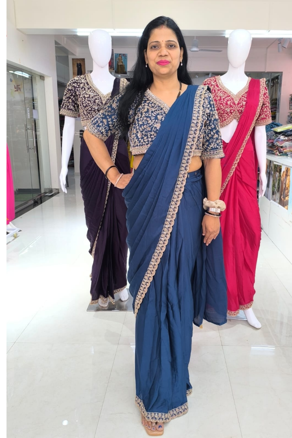 designer-blouse-ready-to-wear-saree_navy-blue_dark-purple_bright-pink