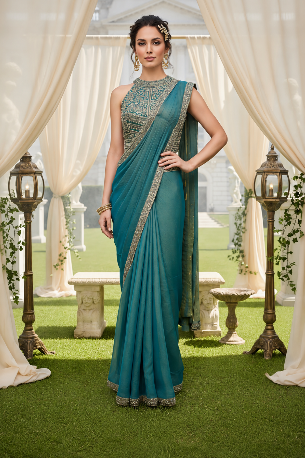 high-collar-halter-neck-ready-to-wear-saree