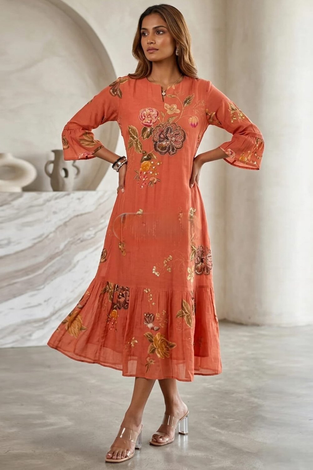 rust-shaded-pure-georgette-one-piece-dress