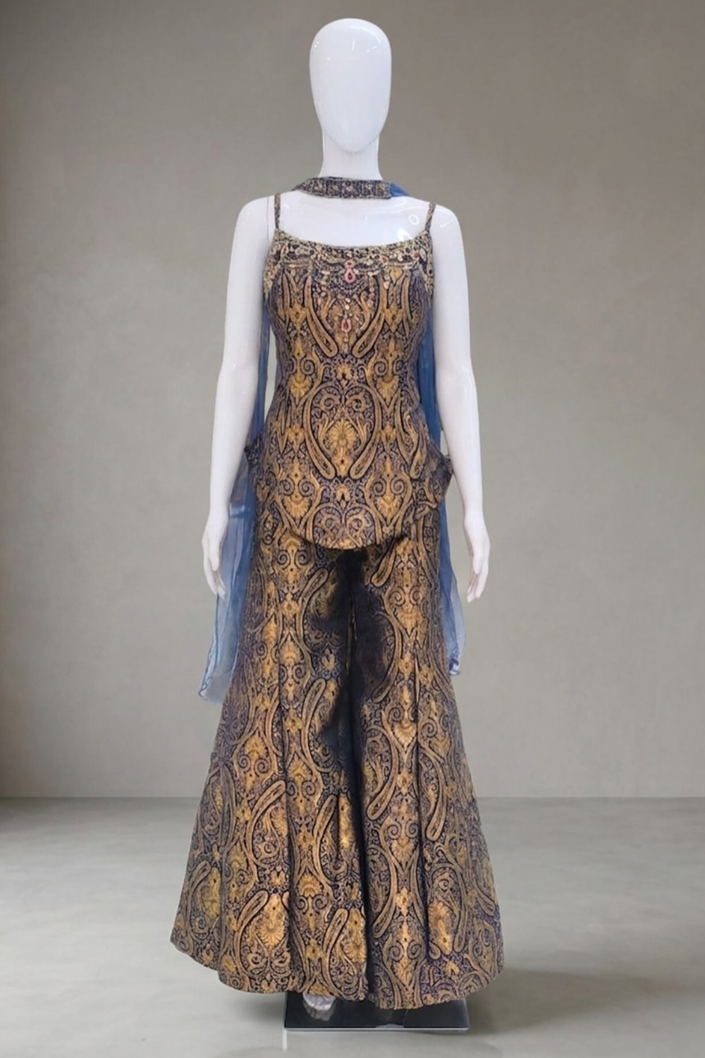 blue-banarasi-brocade-indo-western-palazzo-set