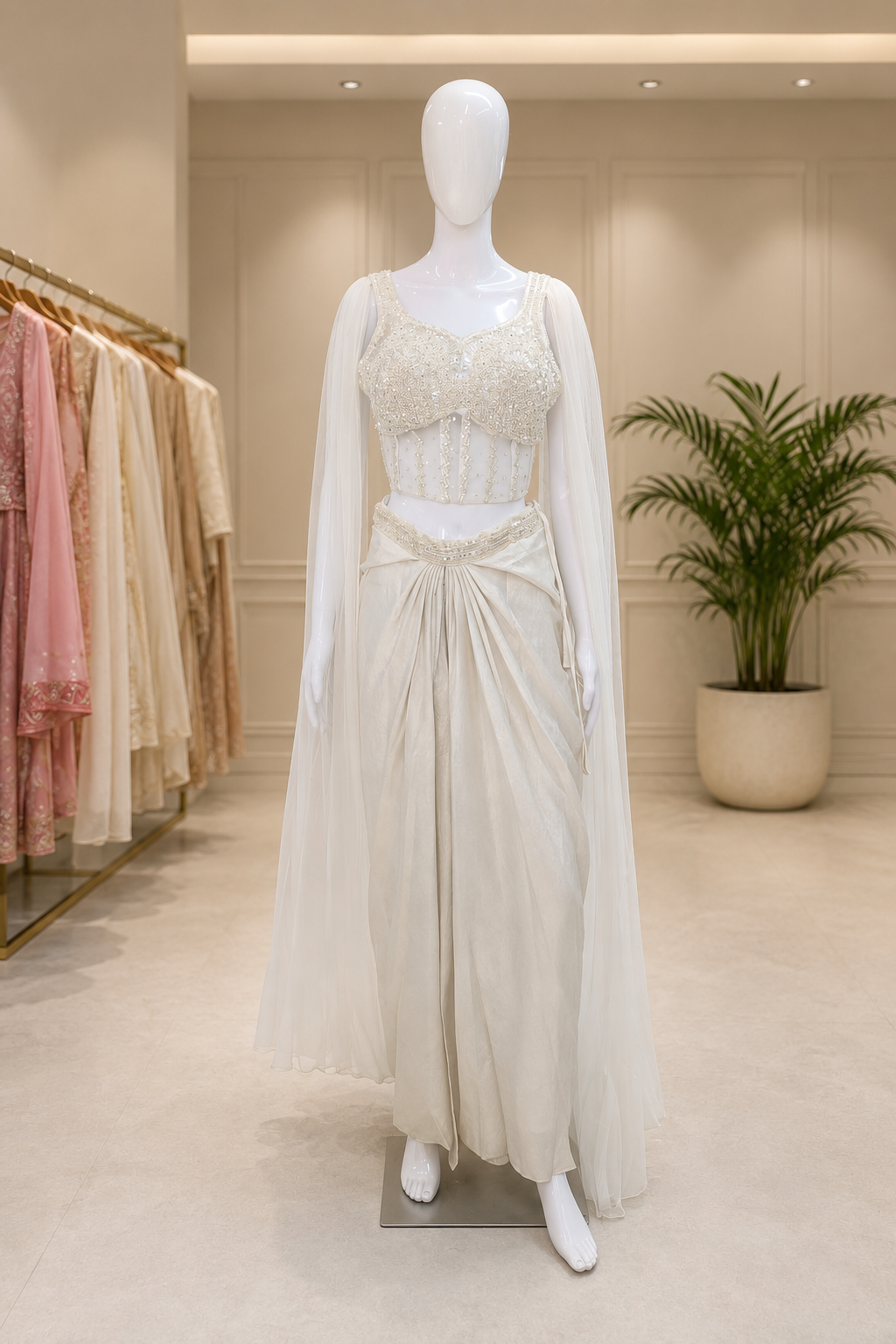 white-colour-corset-blouse-indo-western-dress