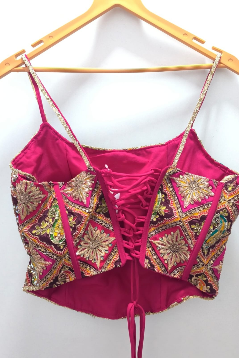 Embroidered Blouse Pink Ready to Wear Saree - Image 3