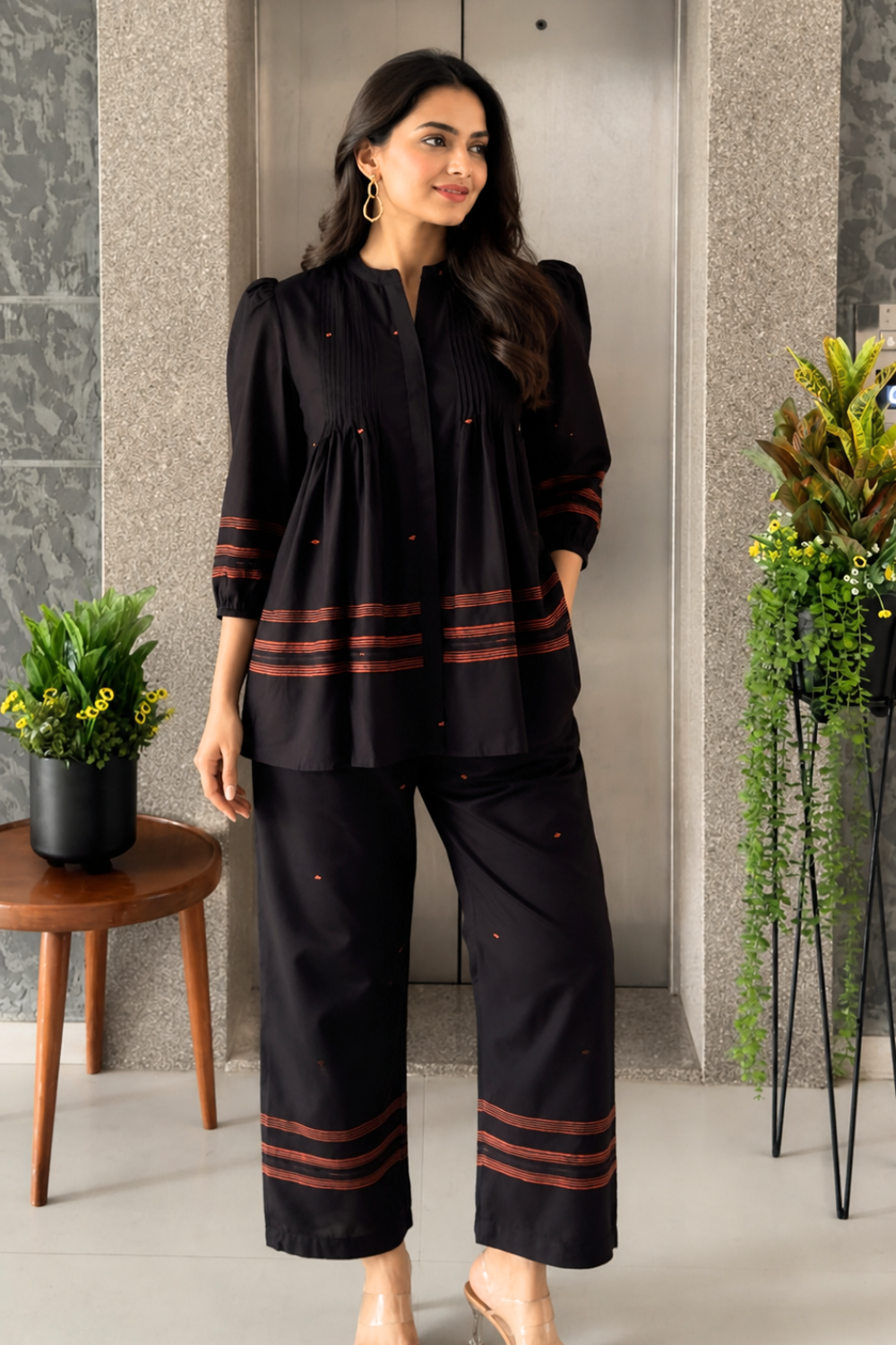 black-color-stylish-cotton-co-ord-set