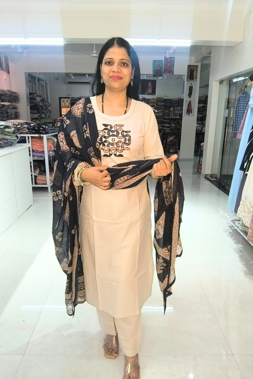cream-color-cotton-suit-with-ajrakh-dupatta