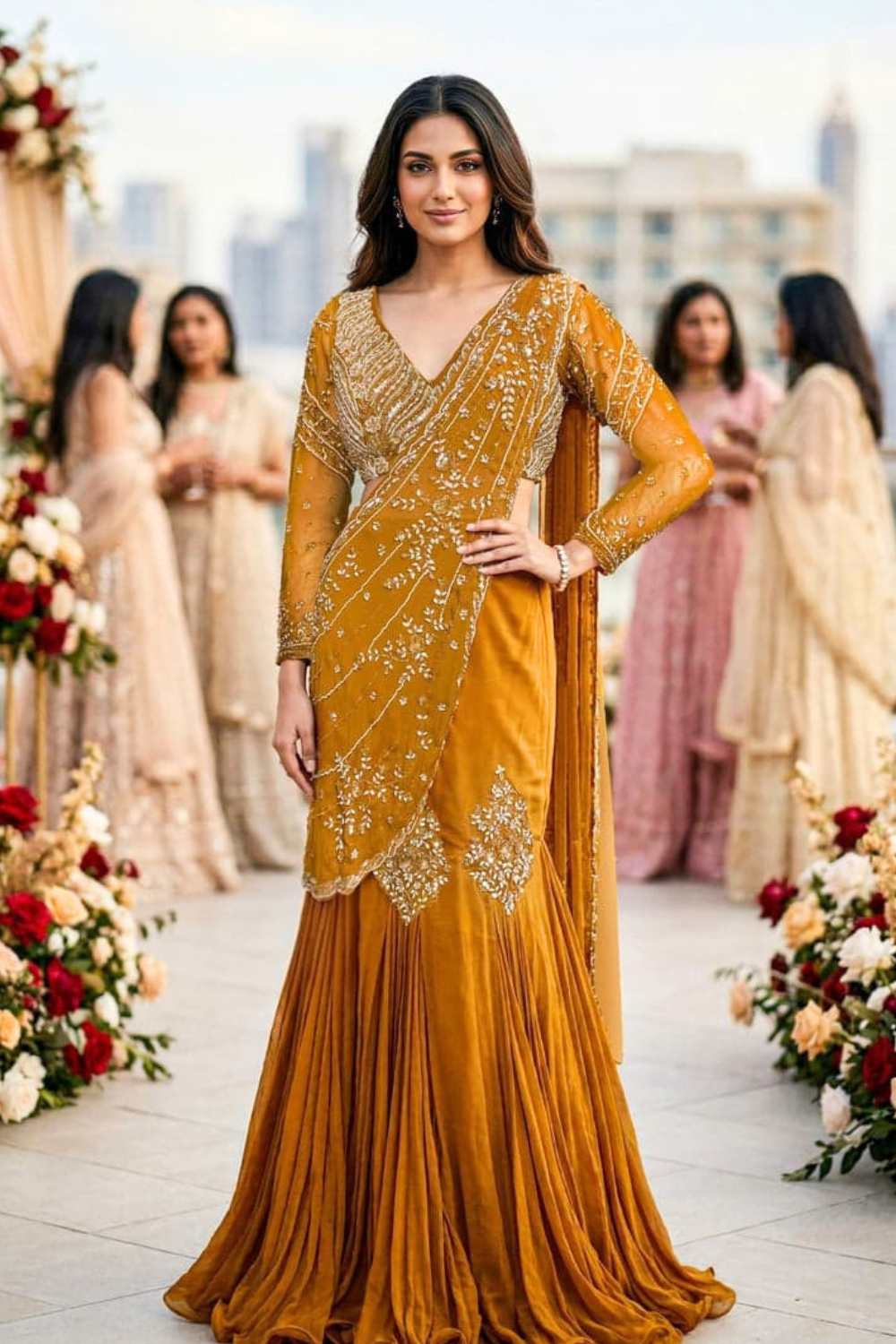 Yellow Designer Saree-Lehenga