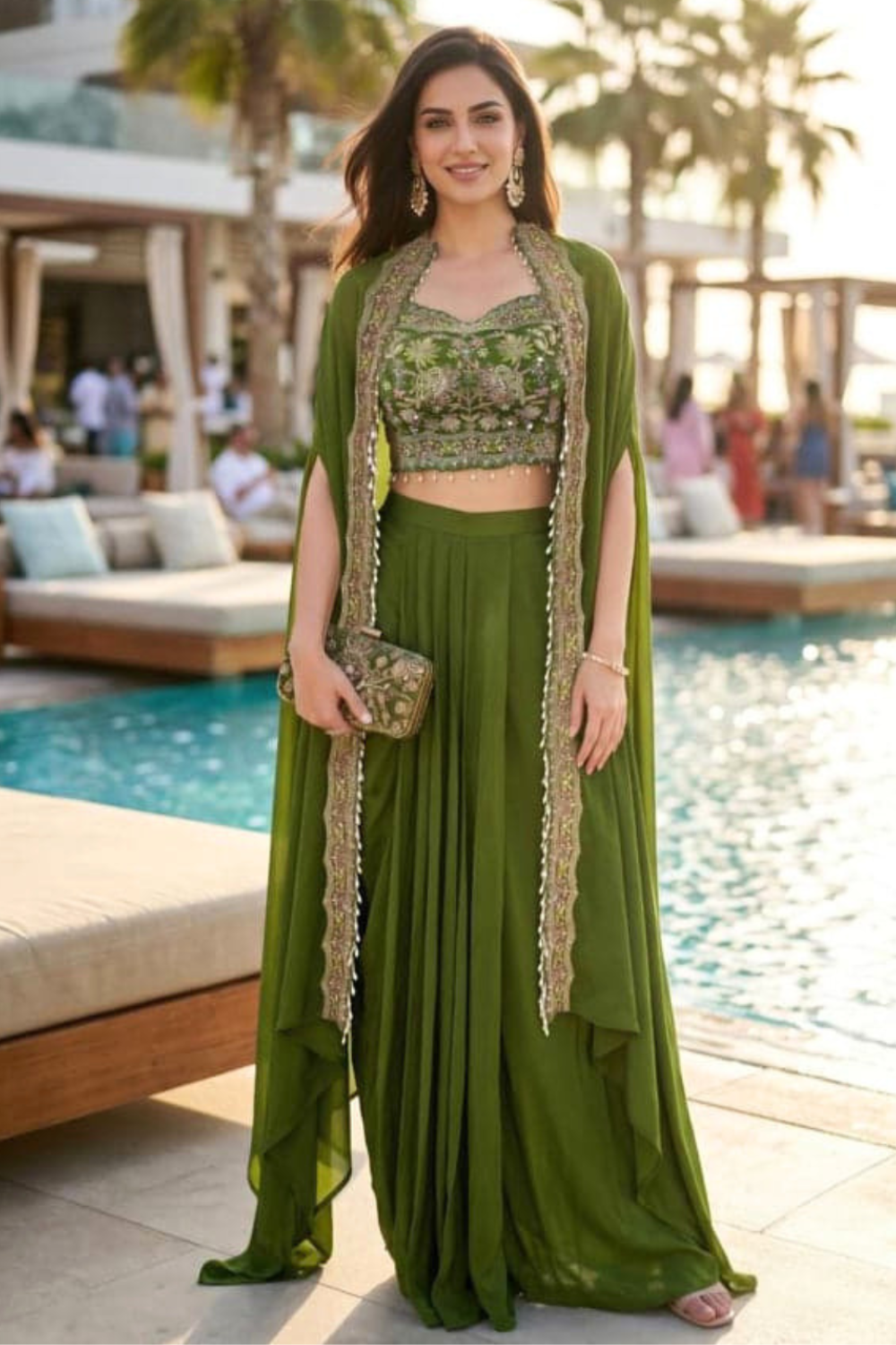 Mehendi Special Green Indo-Western Dress