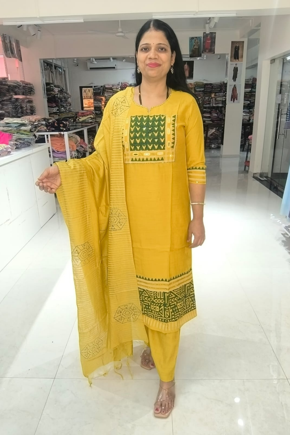 yellow-semi-silk-suit-with-green-hand-block-print